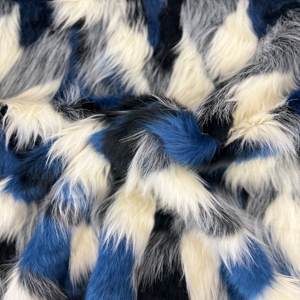 Multicolor Patchwork Faux Fur Fabric