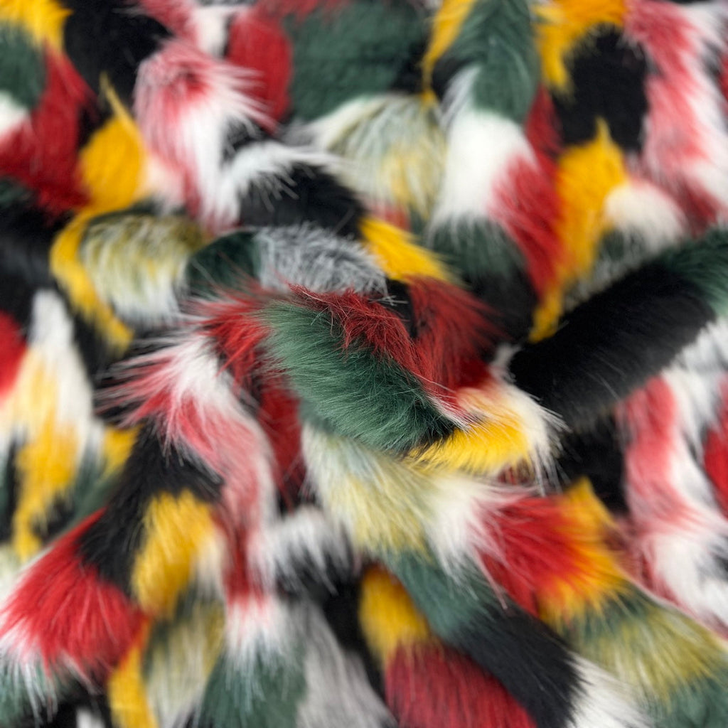 Multicolor Patchwork Faux Fur Fabric