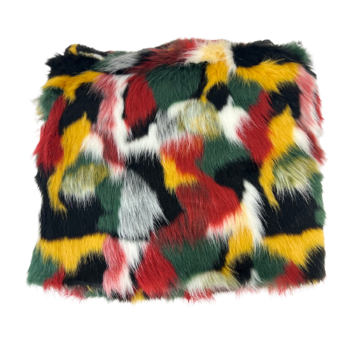 Multicolor Patchwork Faux Fur Fabric