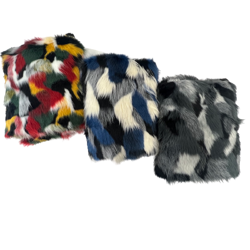 Multicolor Patchwork Faux Fur Fabric