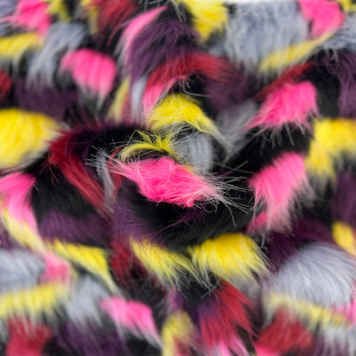 Puzzled Multicolor Faux Fur Fabric