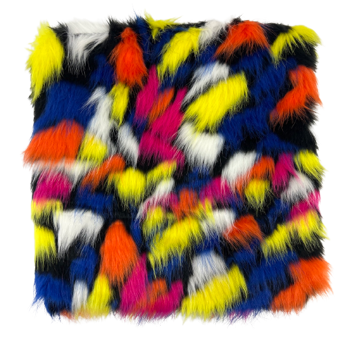 Puzzled Multicolor Faux Fur Fabric