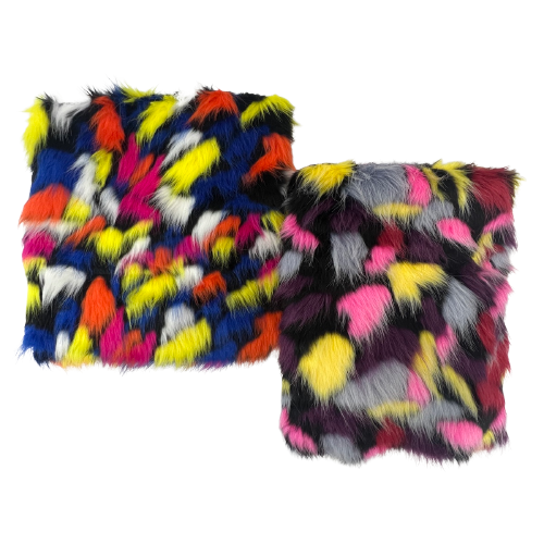 Puzzled Multicolor Faux Fur Fabric