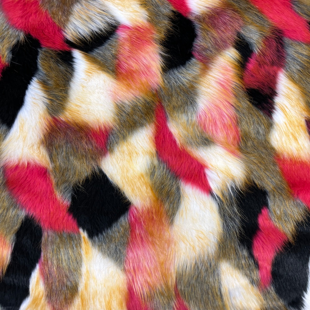 Multicolor Patchwork Faux Fur Fabric