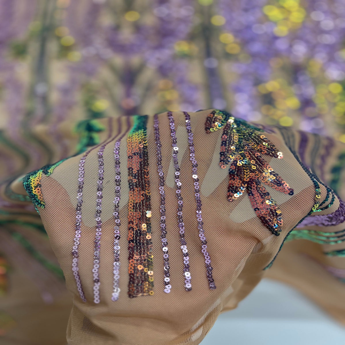 Alina Damask Stretch Sequins Fabric