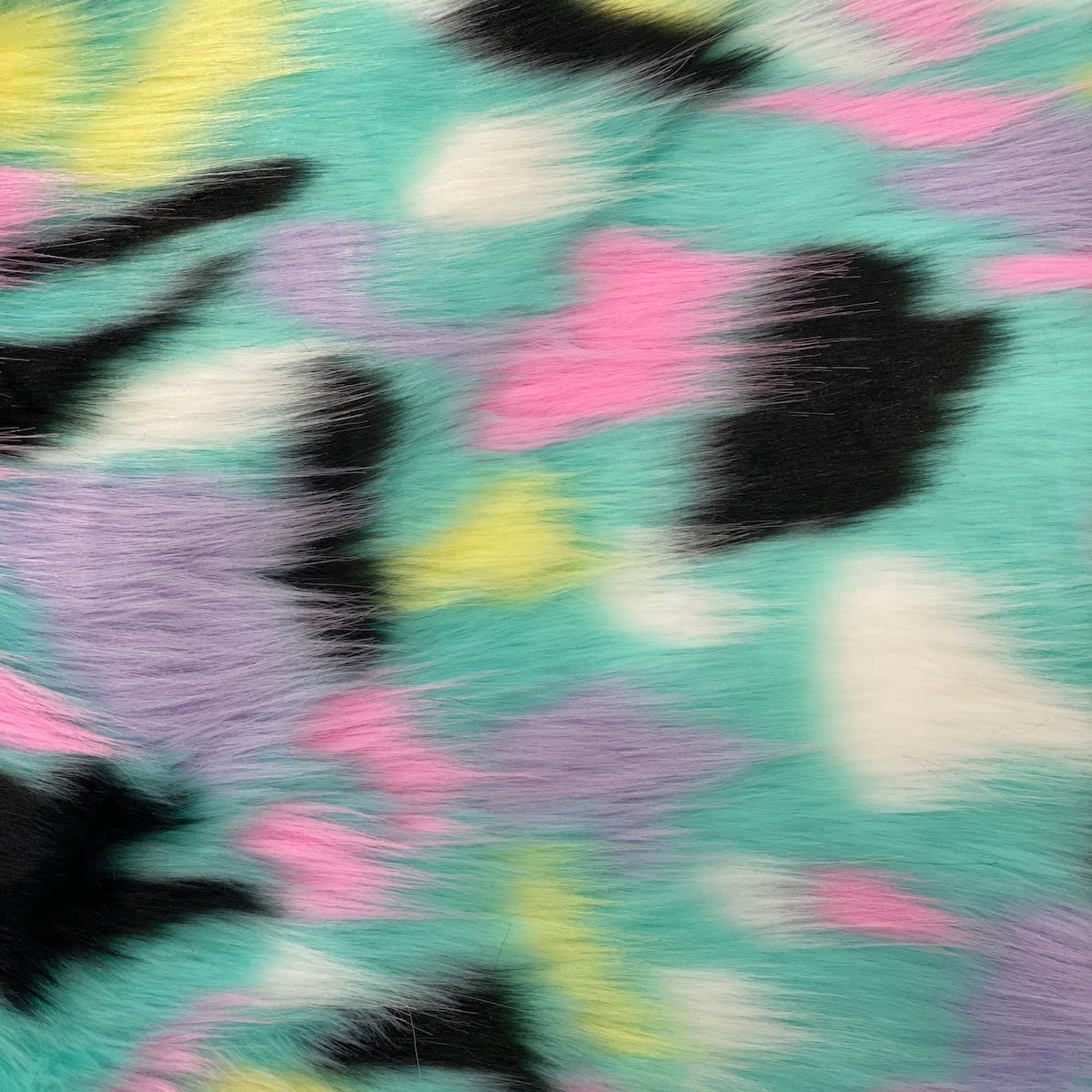 Pastel Rainbow Patchwork Faux Fur Fabric