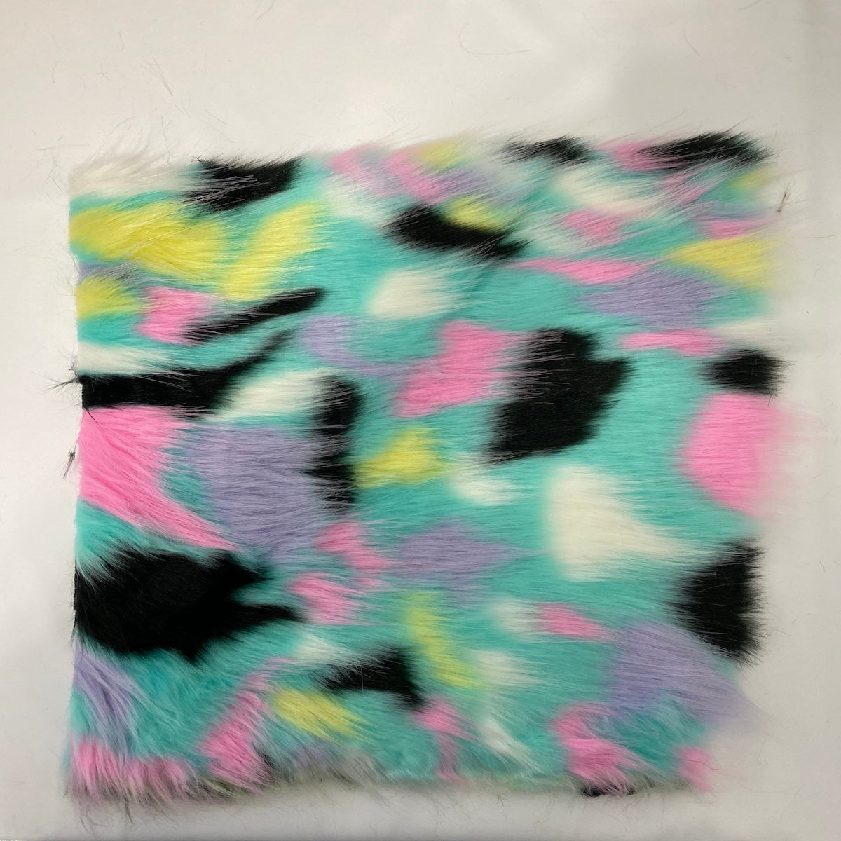 Pastel Rainbow Patchwork Faux Fur Fabric