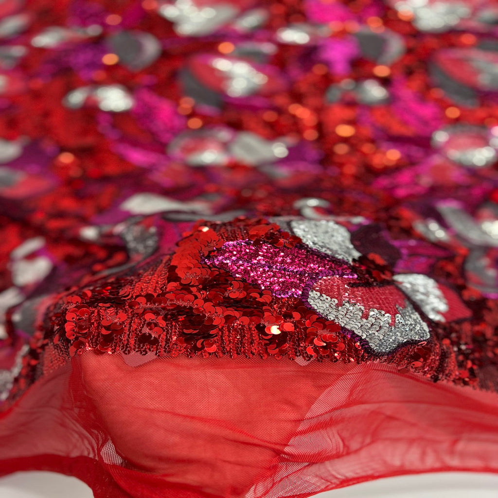 Giselle Multicolor Floral Stretch Sequins Fabric