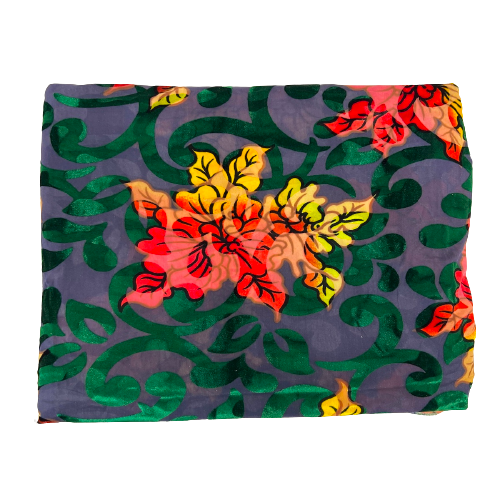 Bombay Multicolor Floral Burnout Stretch Velvet Fabric