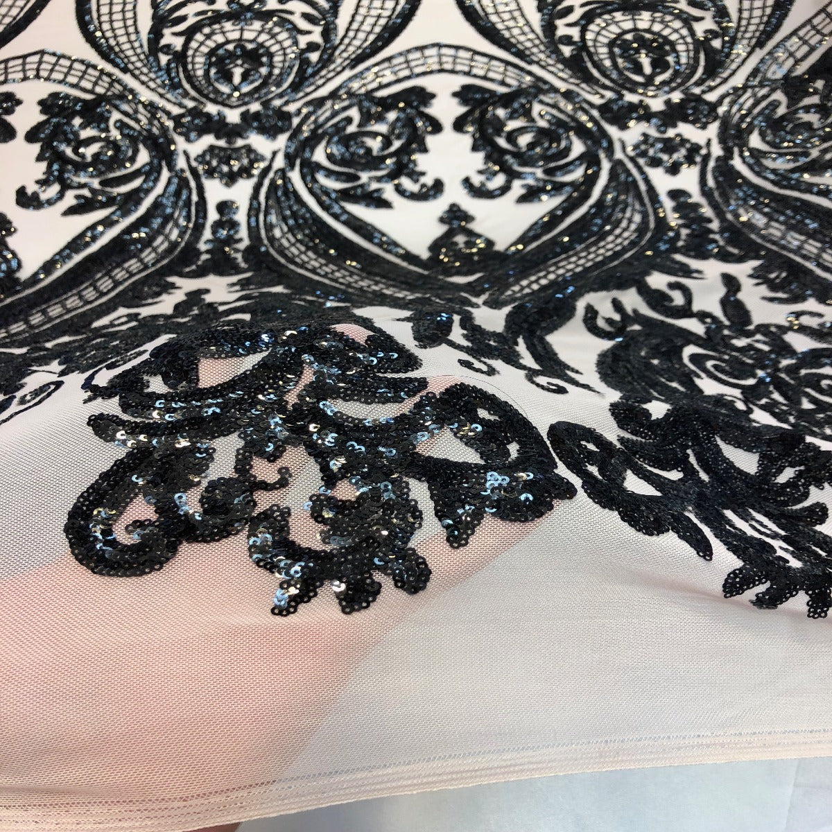 Catina Damask Stretch Sequins Fabric