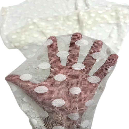 Flocked Polka Dot Mesh Fabric
