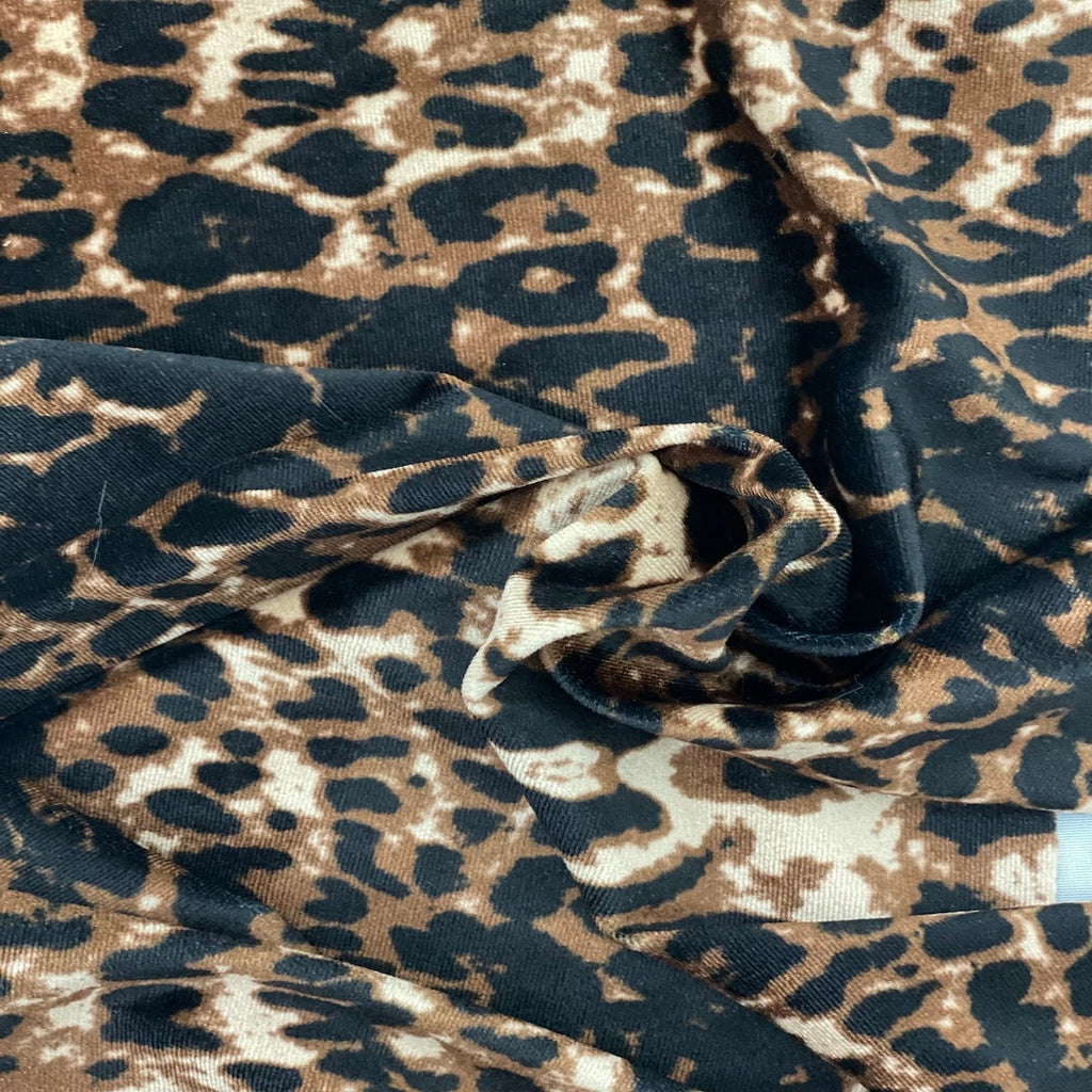 Leopard Print Stretch Velvet Fabric