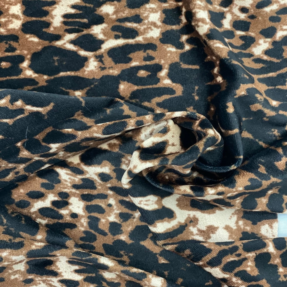 Leopard Print Stretch Velvet Fabric