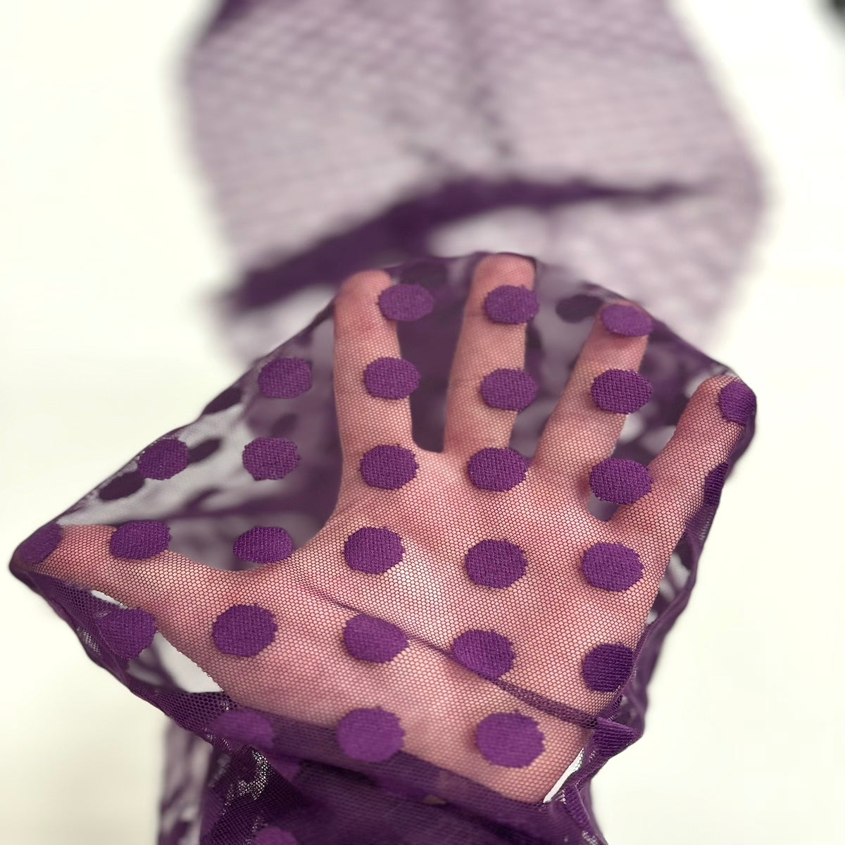 Flocked Polka Dot Mesh Fabric