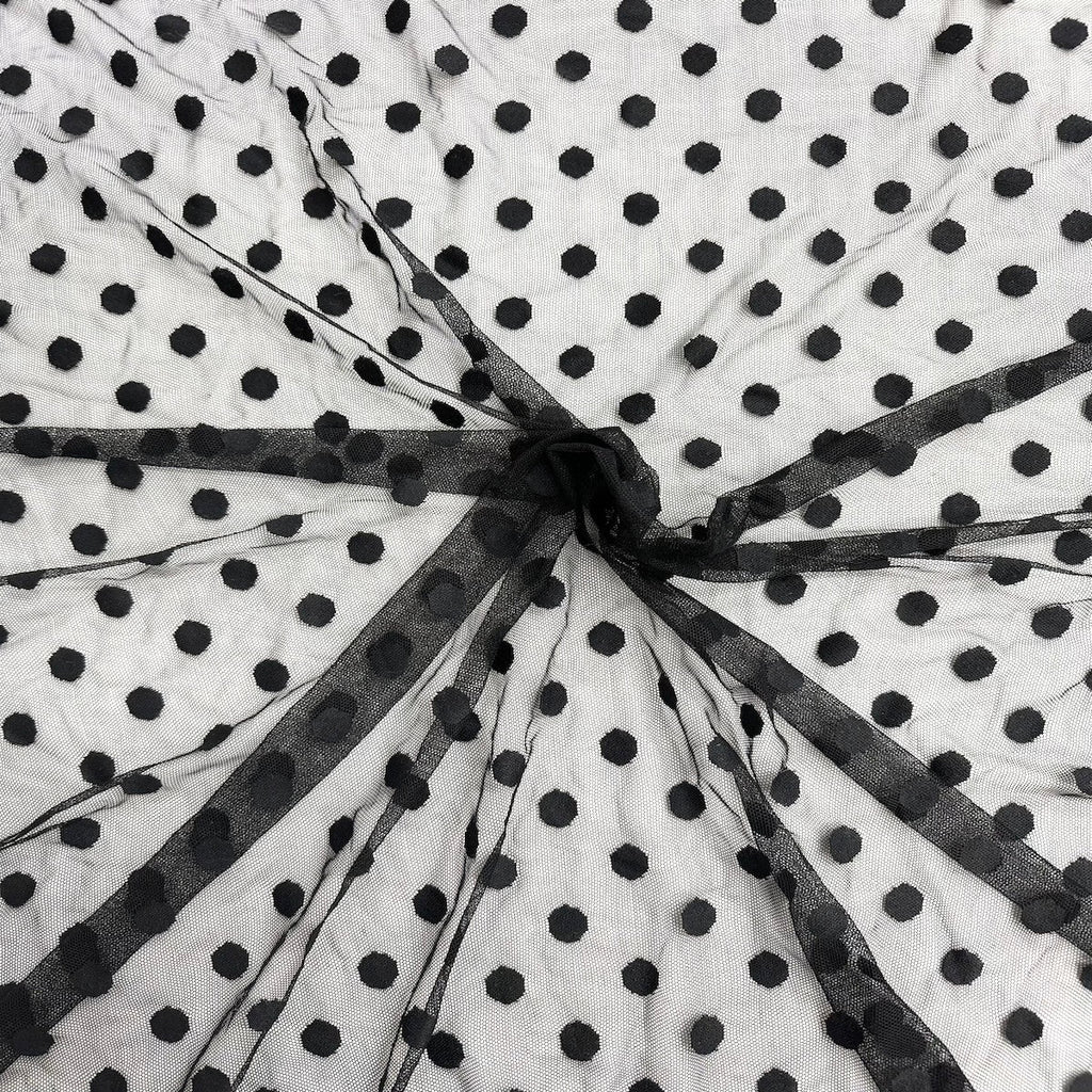 Flocked Polka Dot Mesh Fabric