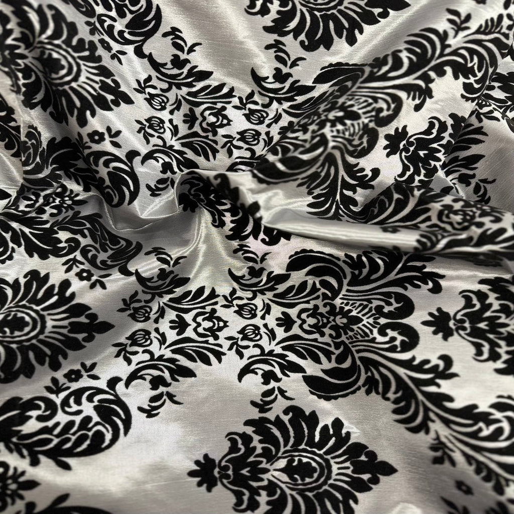 Damask Flocked Taffeta Fabric