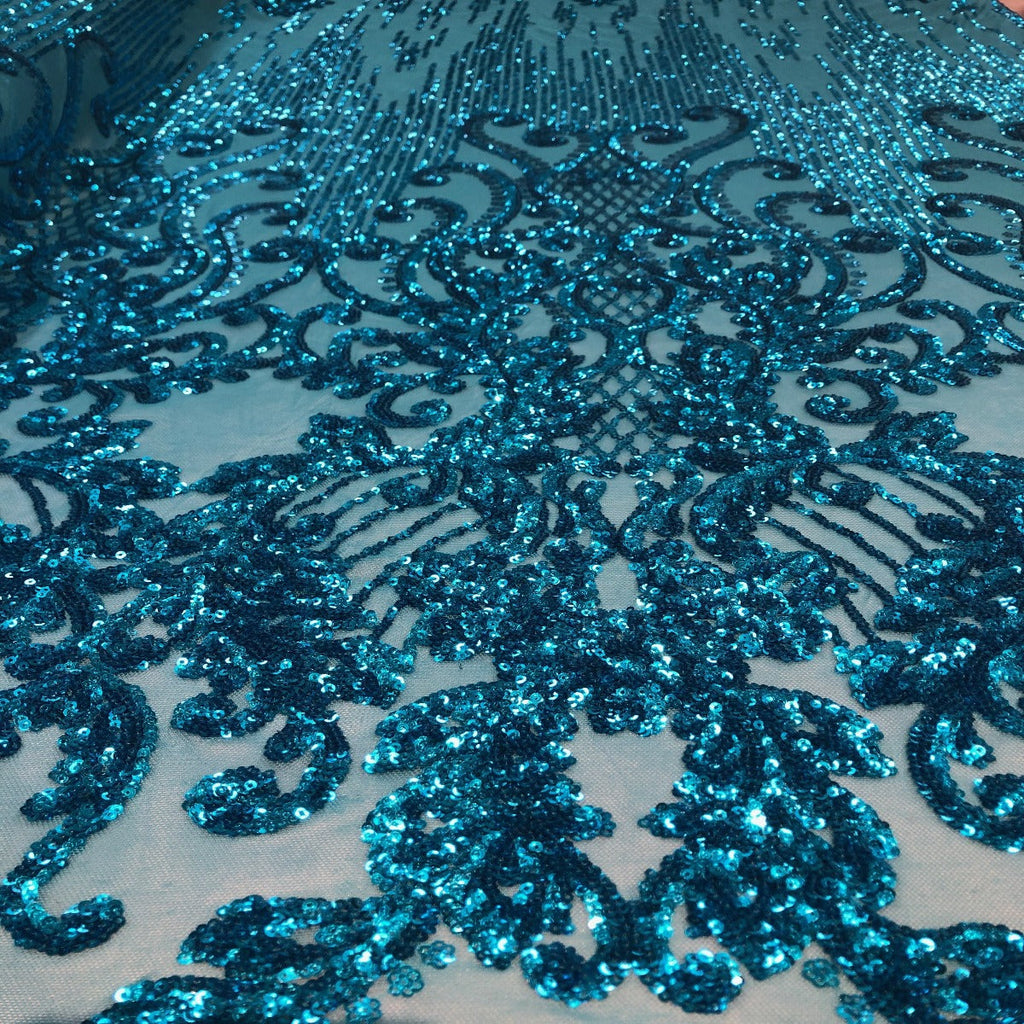 Alta Striped Damask Stretch Sequins Fabric