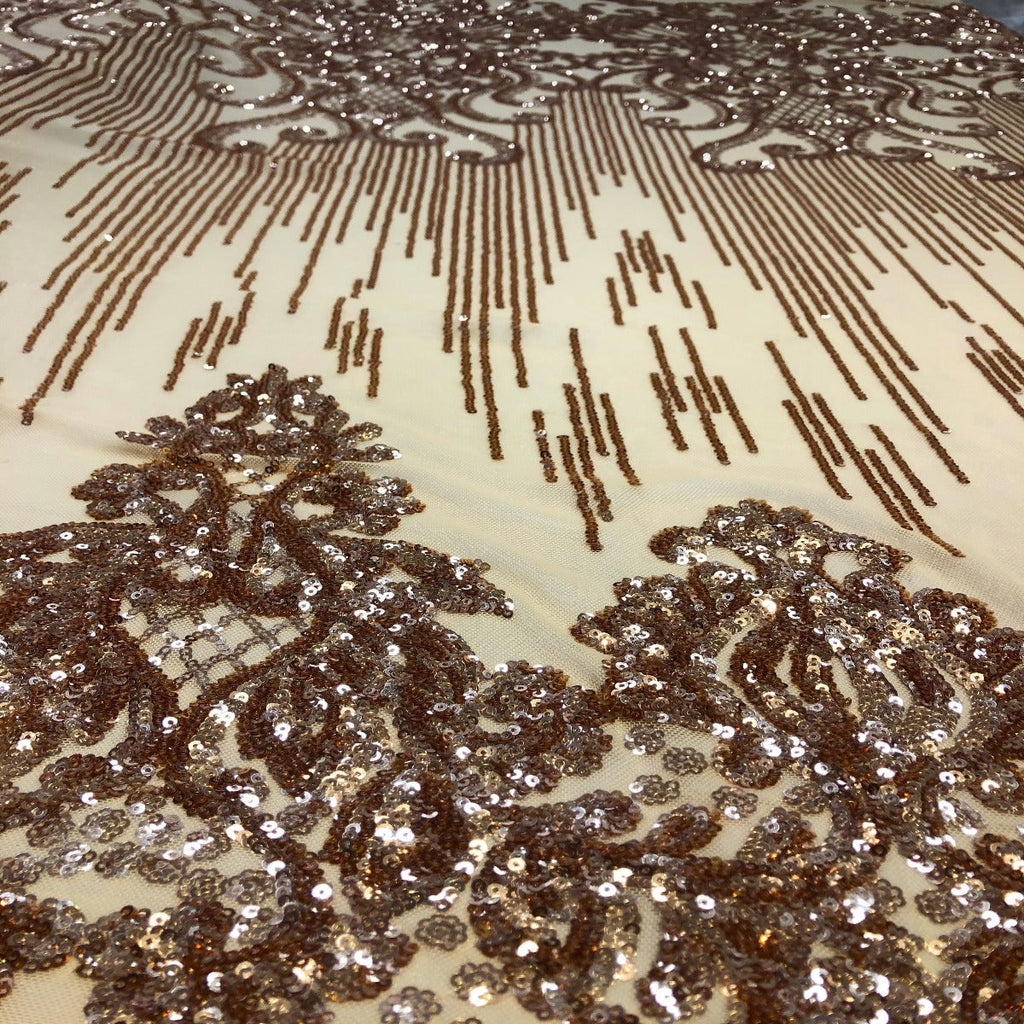 Alta Striped Damask Stretch Sequins Fabric