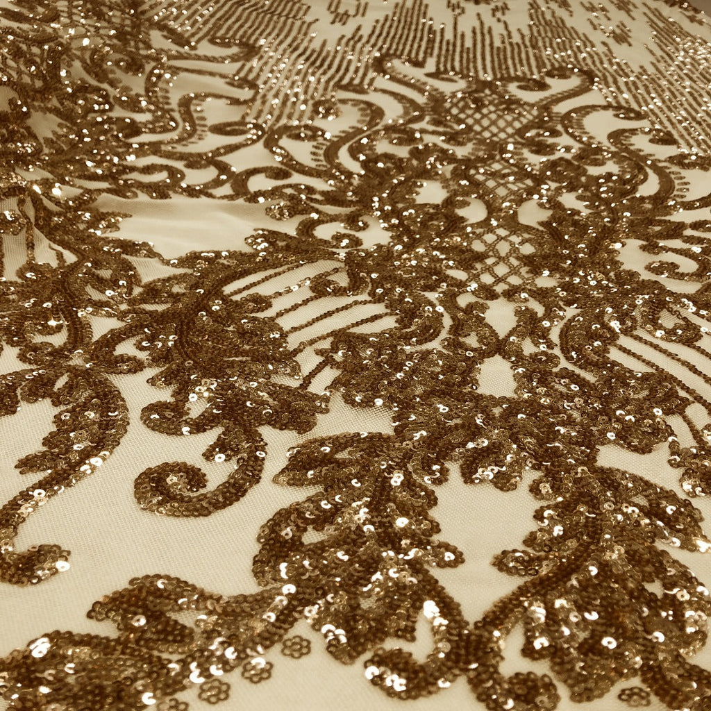 Alta Striped Damask Stretch Sequins Fabric