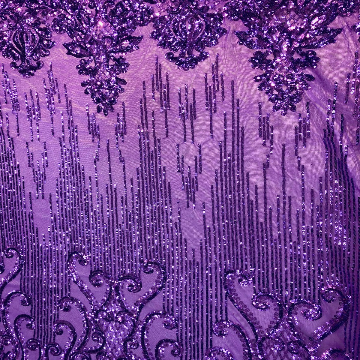 Alta Striped Damask Stretch Sequins Fabric