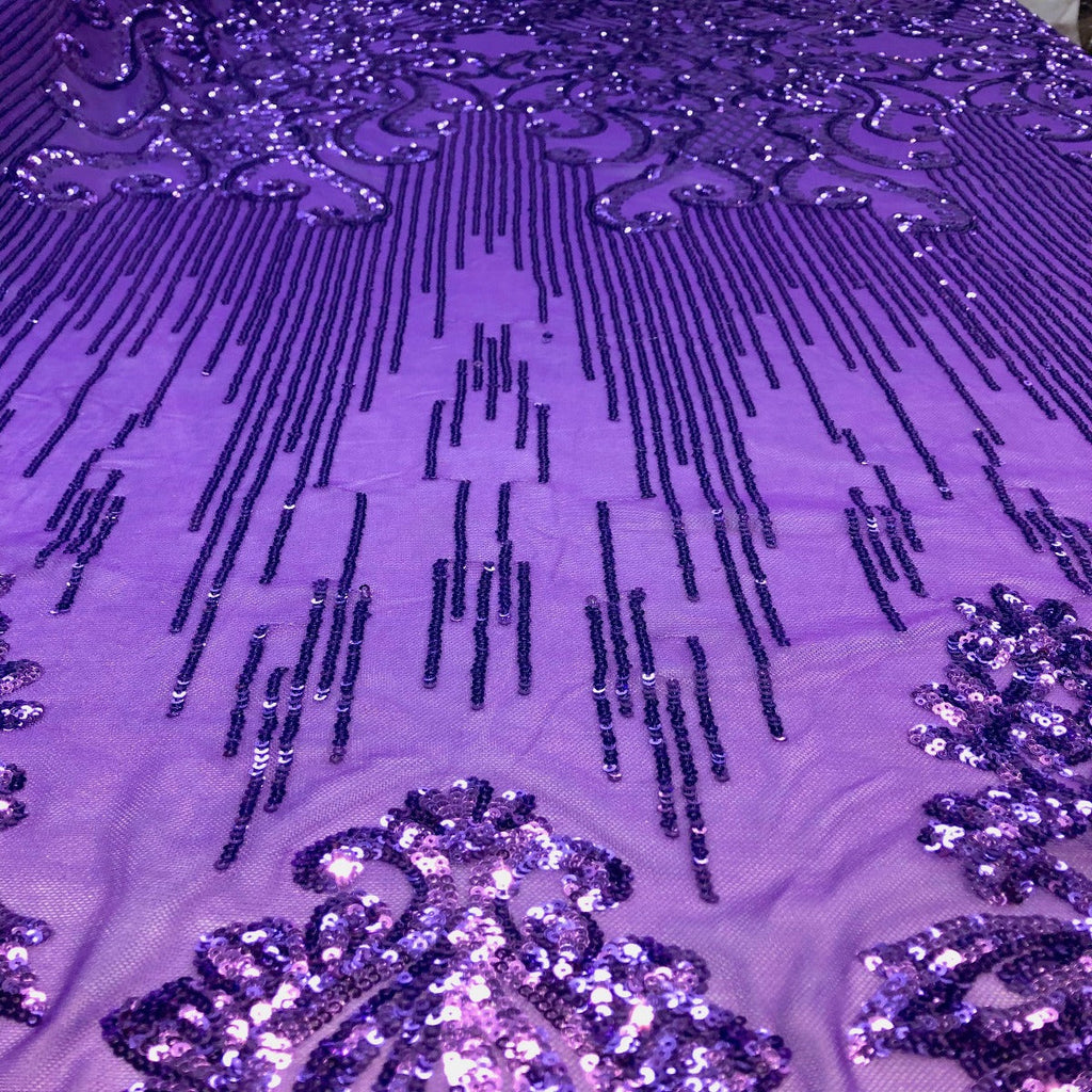 Alta Striped Damask Stretch Sequins Fabric