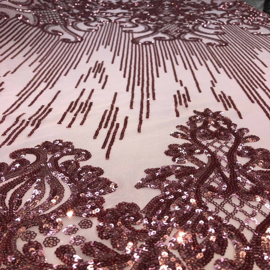 Alta Striped Damask Stretch Sequins Fabric