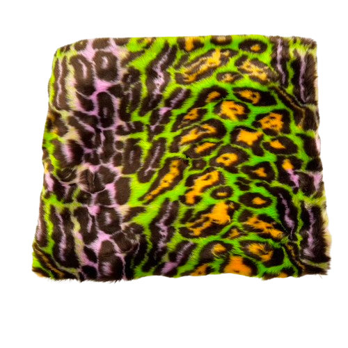 Multicolor Rainbow Leopard Print Faux Fur Fabric