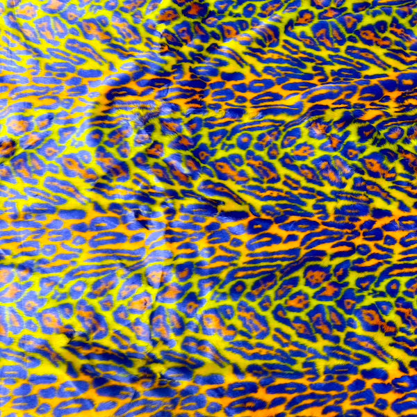 Multicolor Rainbow Leopard Print Faux Fur Fabric