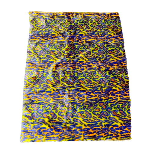 Multicolor Rainbow Leopard Print Faux Fur Fabric