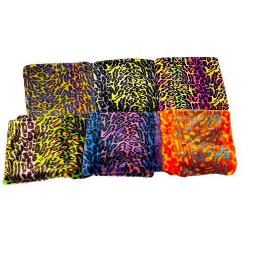 Multicolor Rainbow Leopard Print Faux Fur Fabric