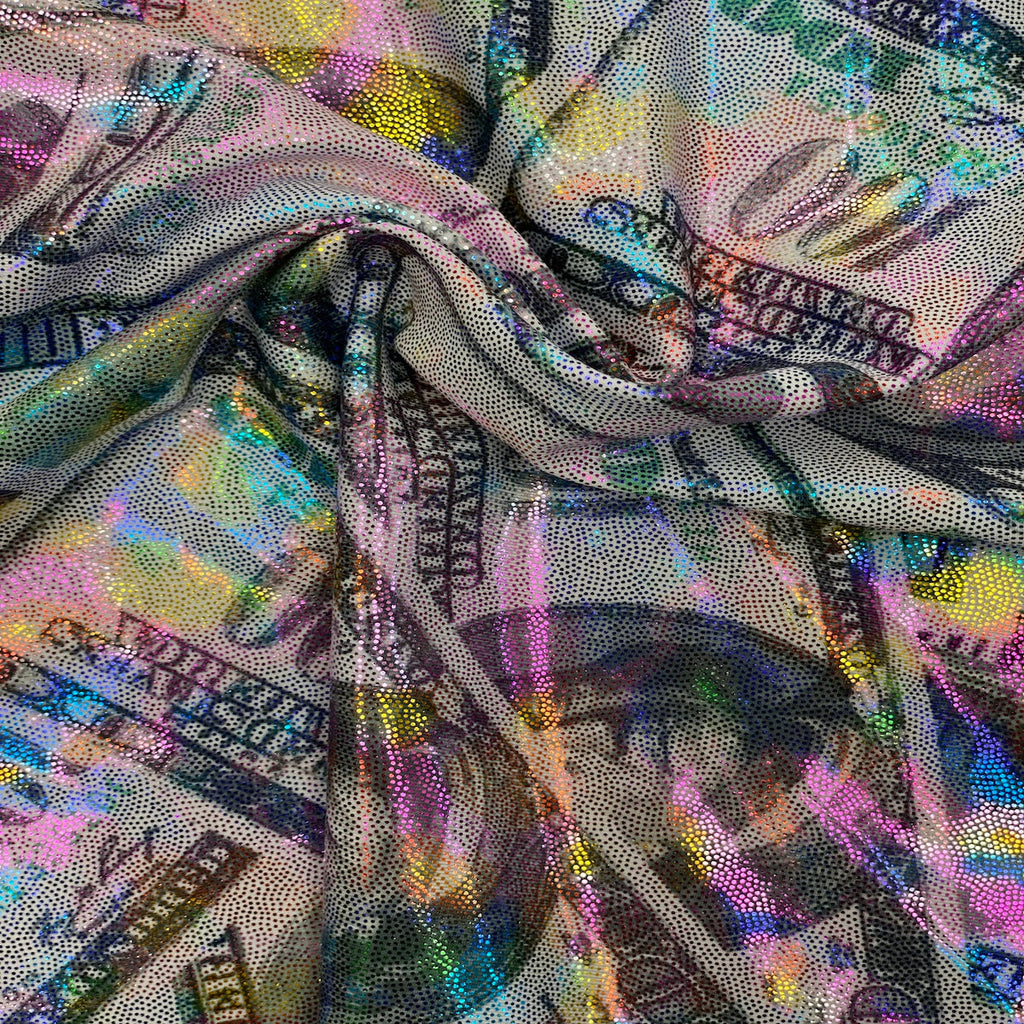 Hologram Mystique Money Print Spandex Fabric