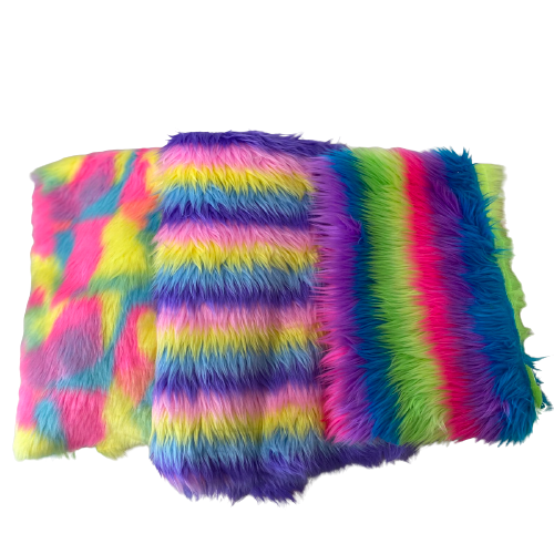 Striped Long Pile Faux Fur Fabric