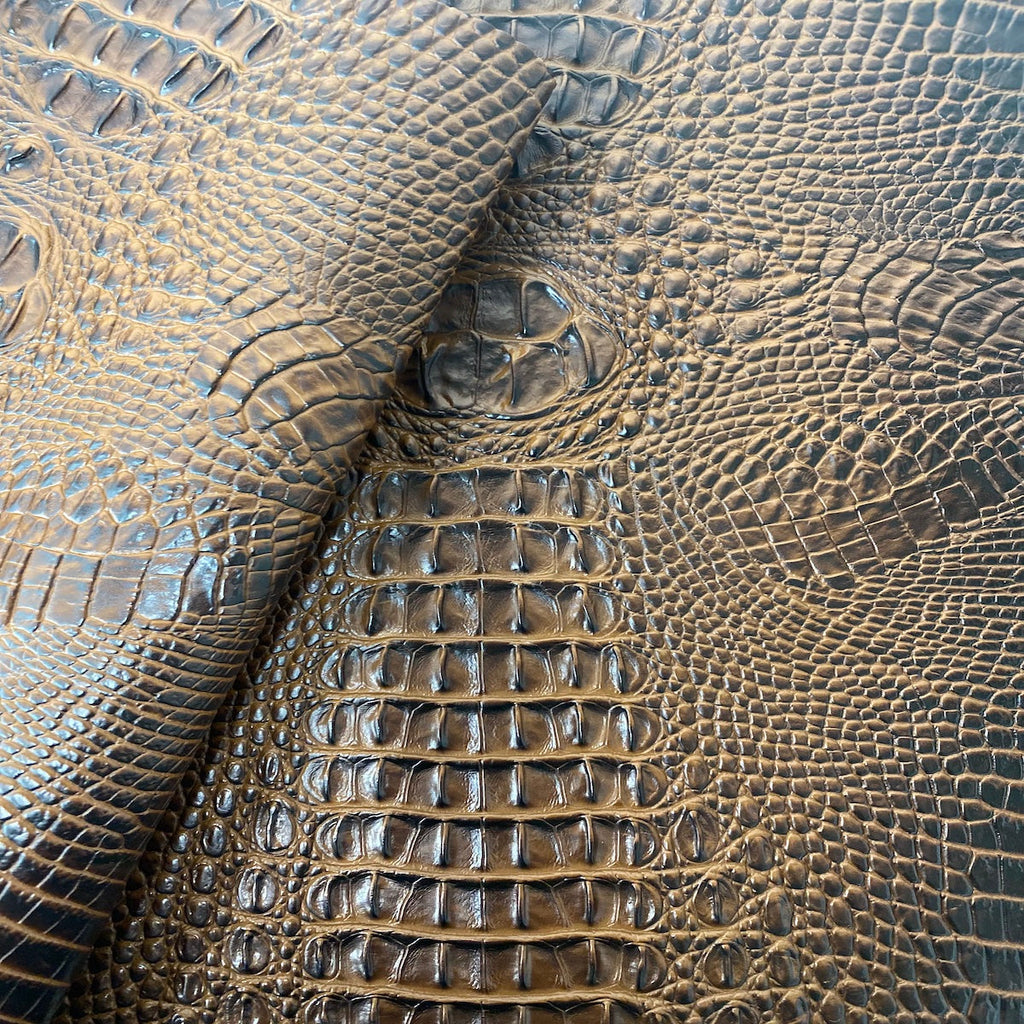 Amazon 3D Embossed Gator Faux Leather Vinyl Fabric