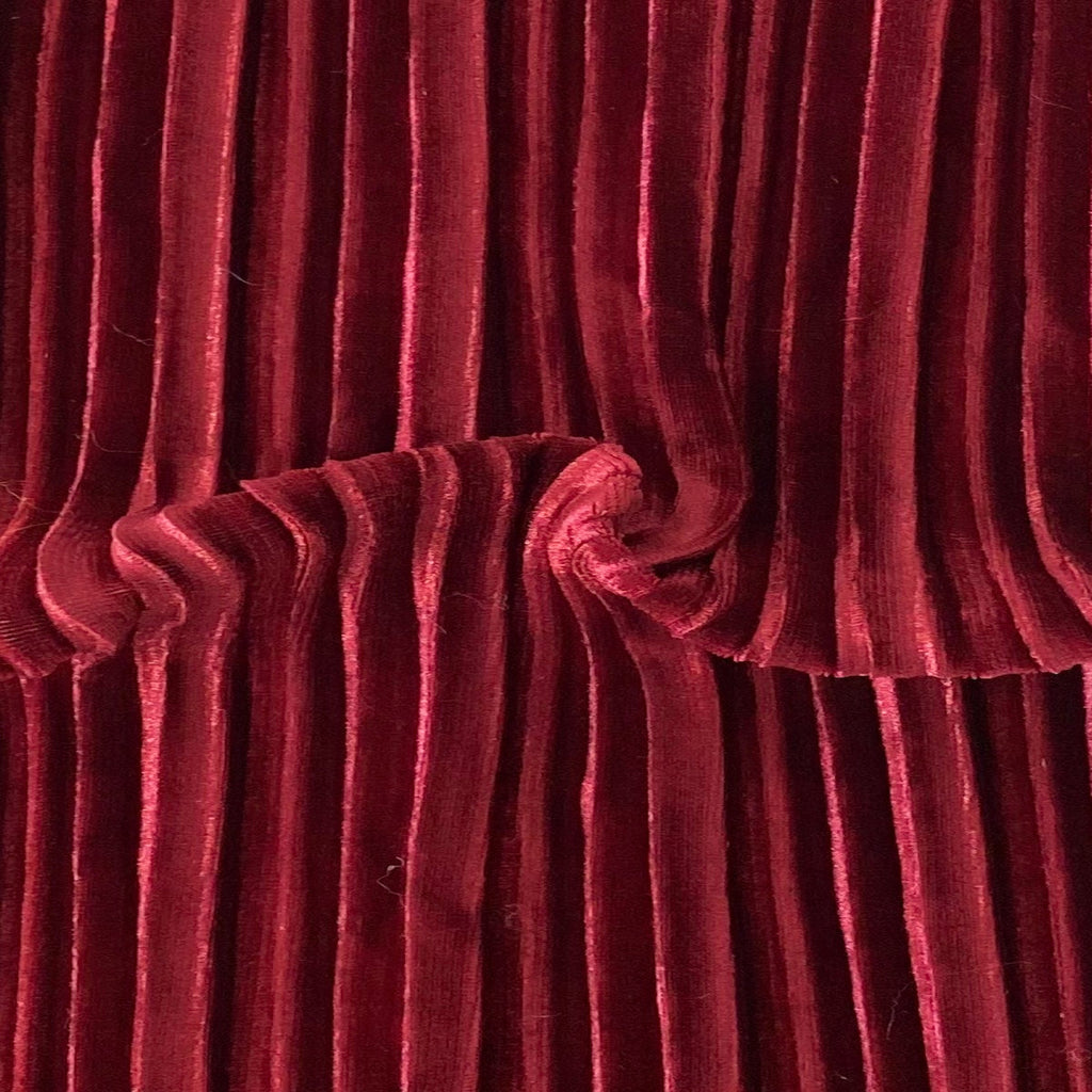 Pleated Stretch Velvet Spandex Fabric