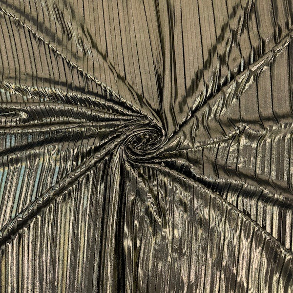 Metallic Pleated Foil Spandex Fabric