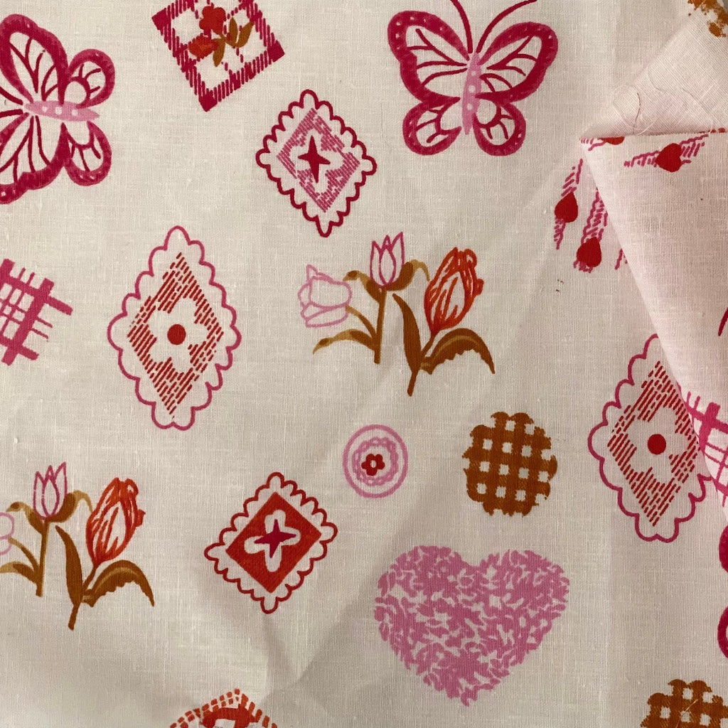 Butterfly Printed Hearts Poly Cotton Fabric