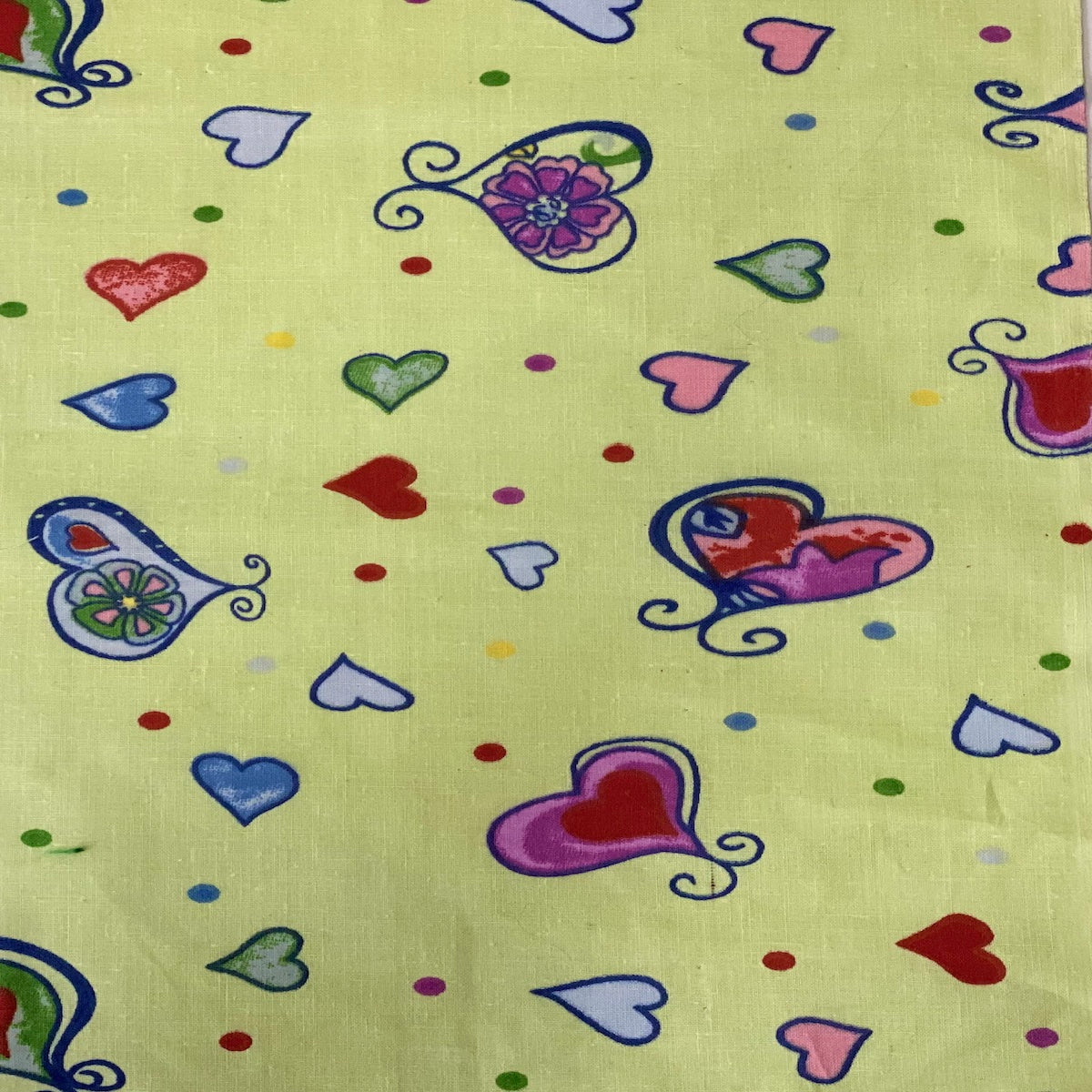 Heart Shape Polka Dot Print Poly Cotton Fabric