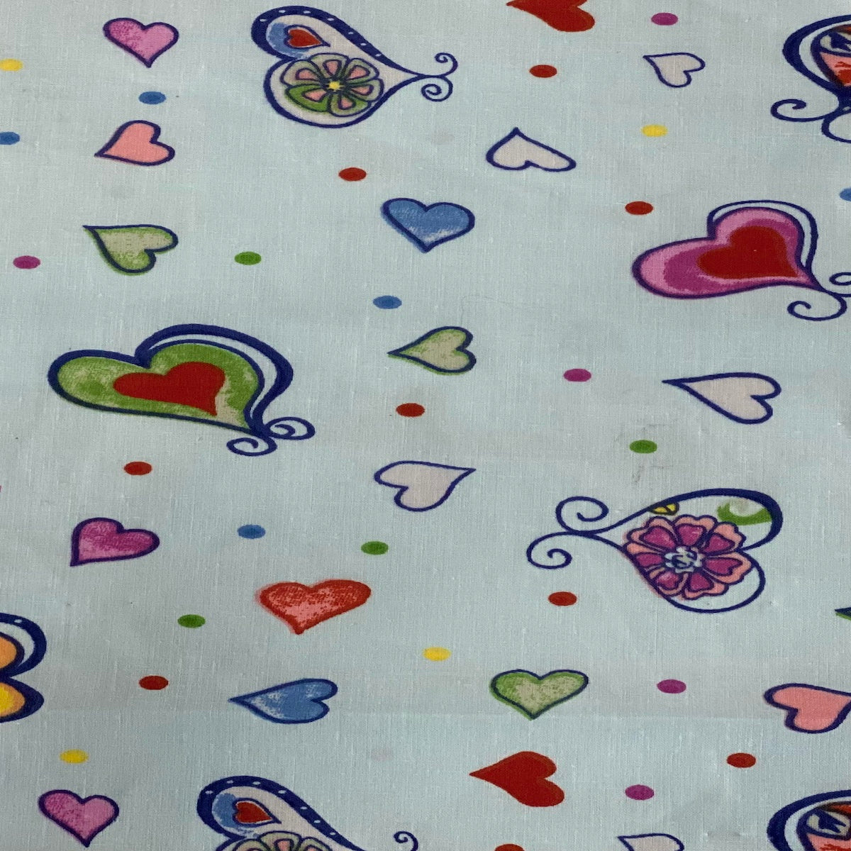 Heart Shape Polka Dot Print Poly Cotton Fabric