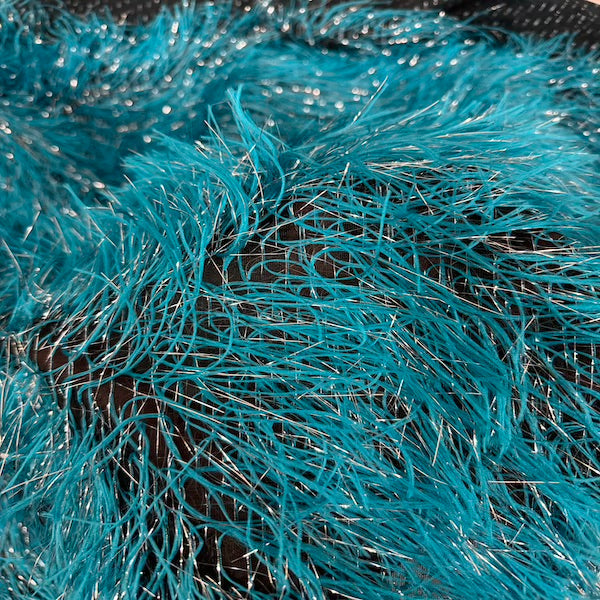 Metallic Faux Fur Tinsel Ostrich Feather Fabric
