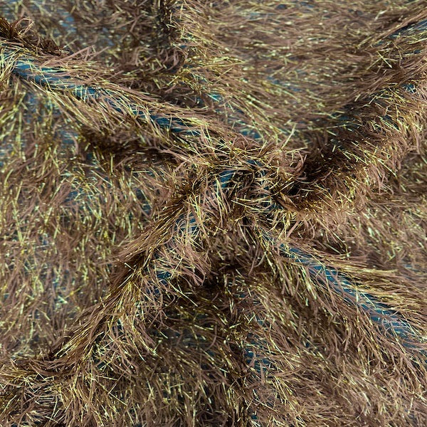 Metallic Faux Fur Tinsel Ostrich Feather Fabric