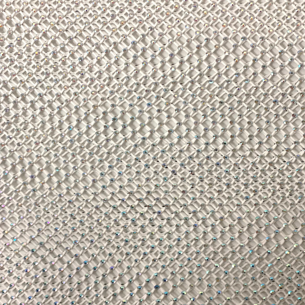 Serene Iridescent Rhinestone Fishnet Lace Fabric