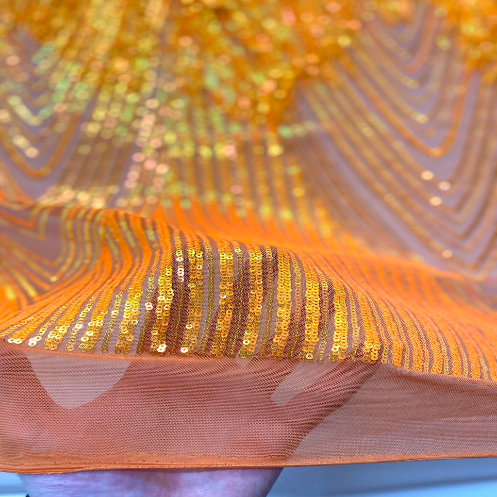 Flamingo Fringe Embroidered Stretch Sequin Fabric