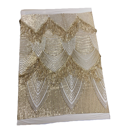 Flamingo Fringe Embroidered Stretch Sequin Fabric