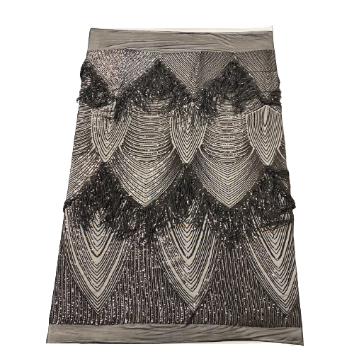 Flamingo Fringe Embroidered Stretch Sequin Fabric