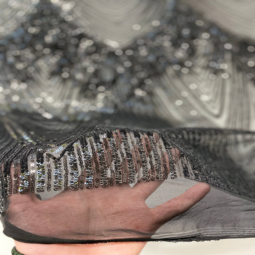 Flamingo Fringe Embroidered Stretch Sequin Fabric