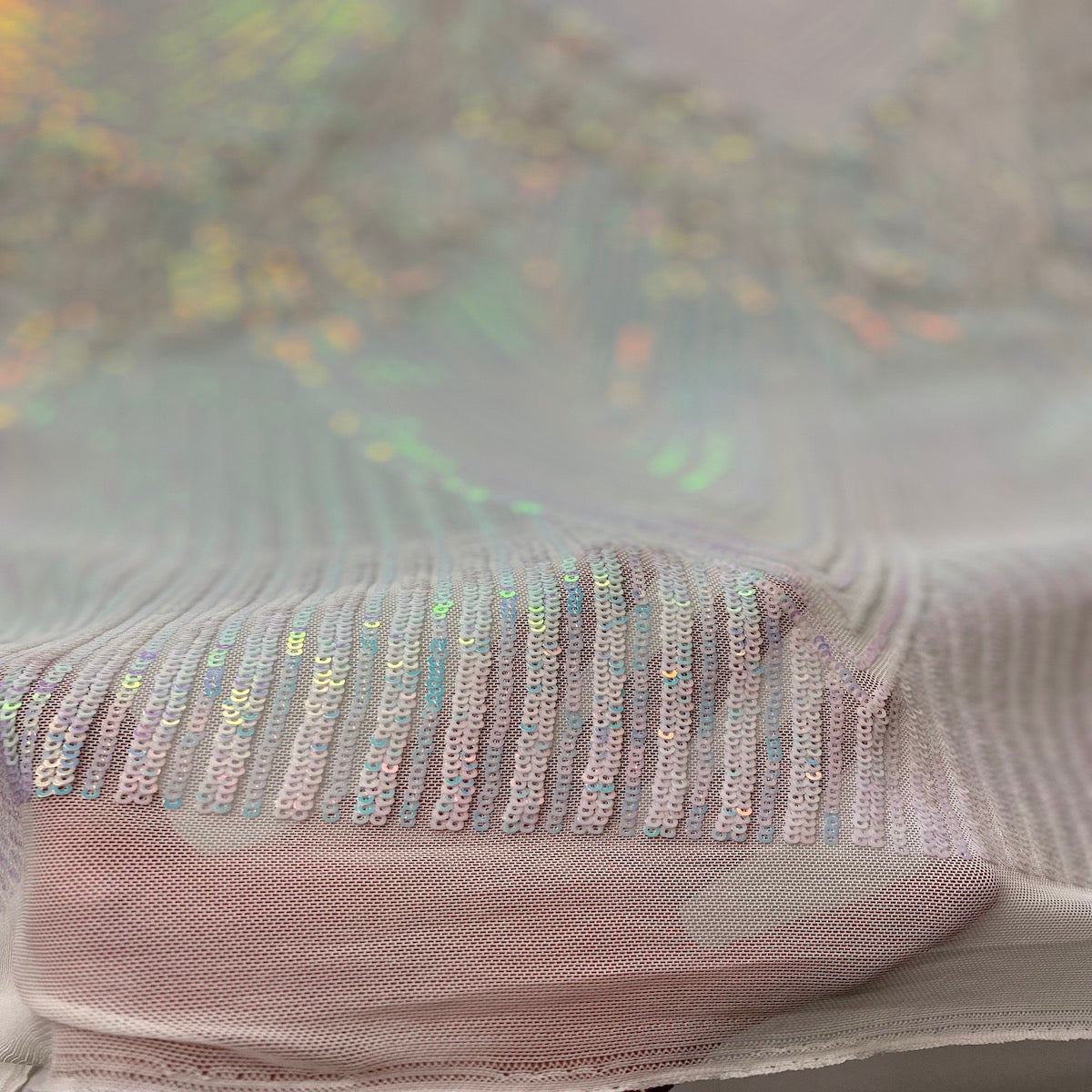 Flamingo Fringe Embroidered Stretch Sequin Fabric