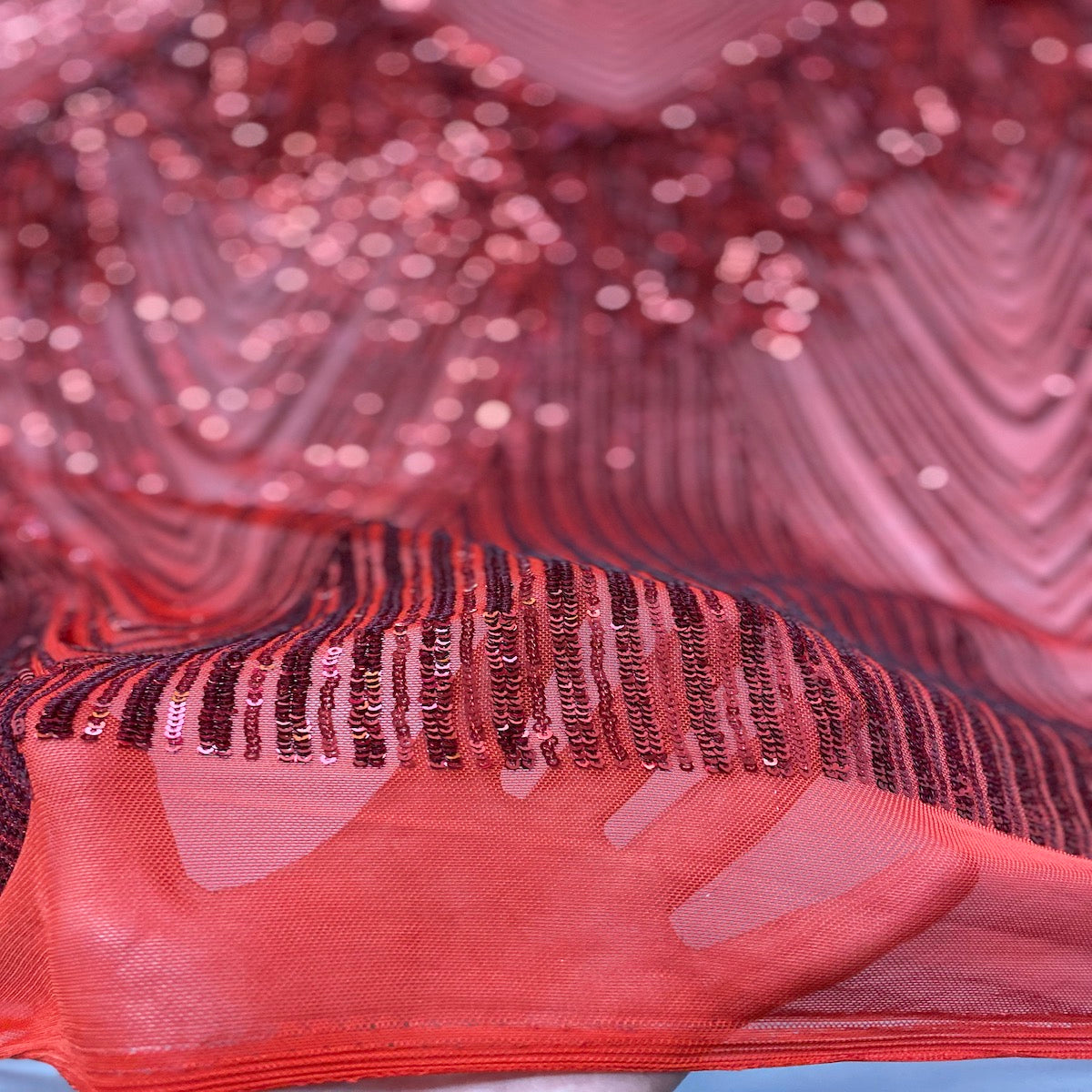 Flamingo Fringe Embroidered Stretch Sequin Fabric