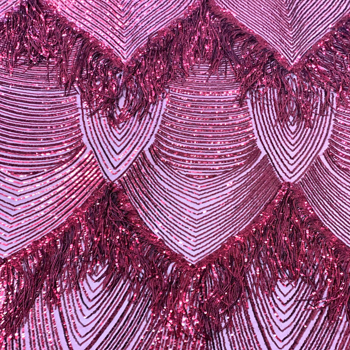 Flamingo Fringe Embroidered Stretch Sequin Fabric