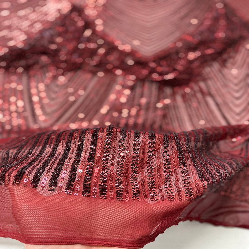 Flamingo Fringe Embroidered Stretch Sequin Fabric