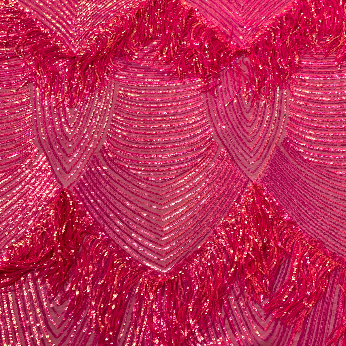 Flamingo Fringe Embroidered Stretch Sequin Fabric